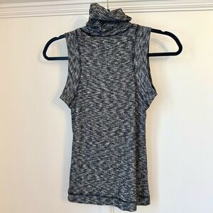 NWOT Anthropologie Black/Gray light Sleeveless Turtleneck Top Sixe xs
